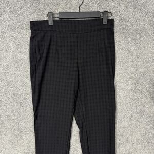 Briggs Dress Pants PS Petite Black Check Ponte Pull On Stretch Office Workwear
